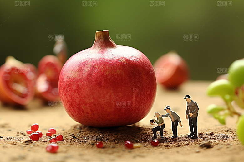 石榴种植采摘微距小人