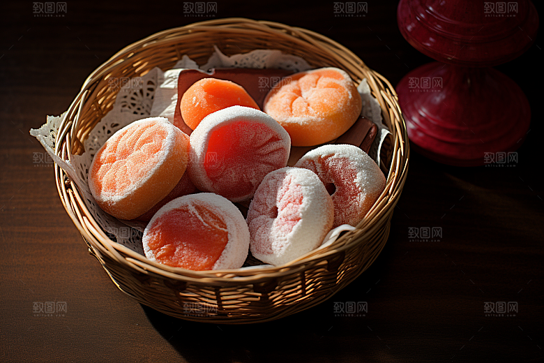 糖霜柿饼可口甜蜜摄影图