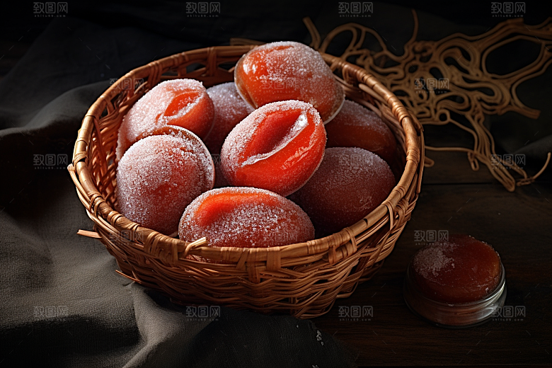 糖霜柿饼可口秋冬摄影图