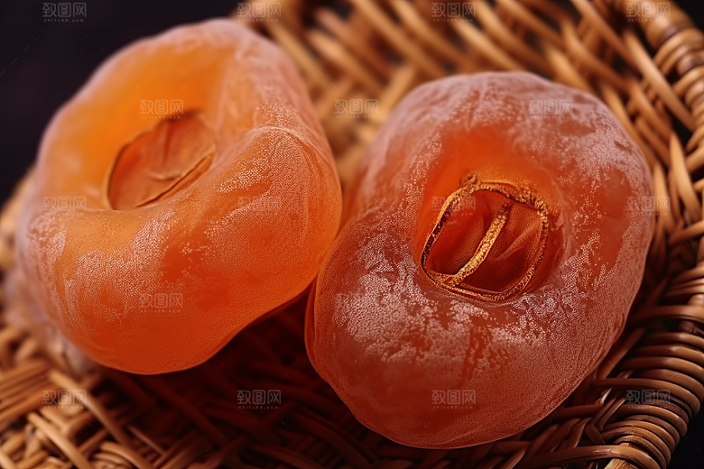 糖霜柿饼传统美食可口摄影图