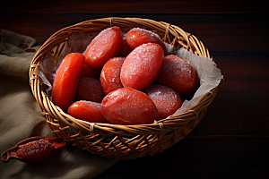 糖霜柿饼传统美食秋冬摄影图