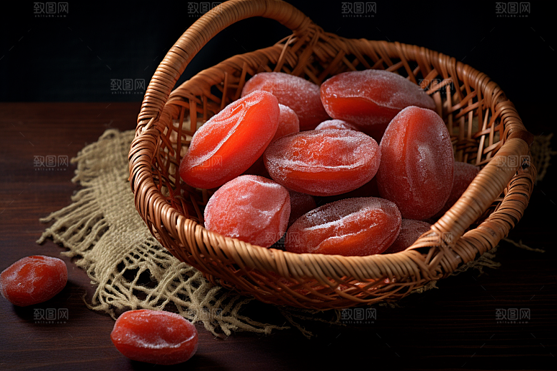 糖霜柿饼秋冬美味摄影图
