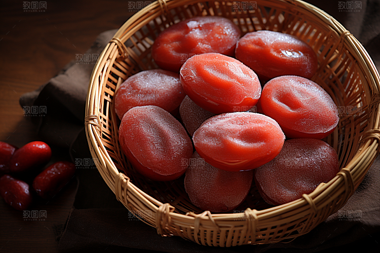 糖霜柿饼秋冬甜蜜摄影图