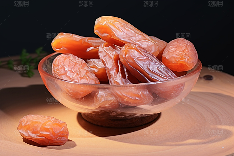 糖霜柿饼甜蜜传统美食摄影图