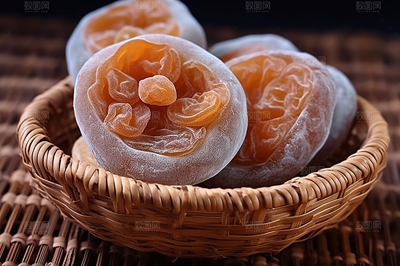 糖霜柿饼美味传统美食摄影图