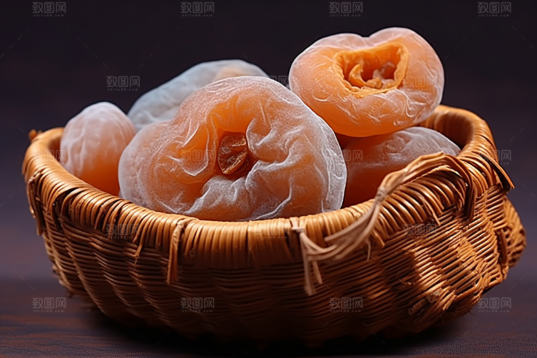 糖霜柿饼美味可口摄影图