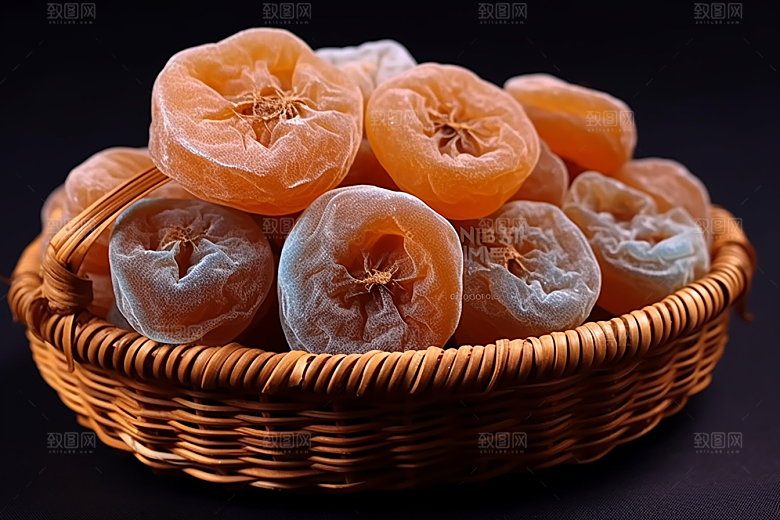 糖霜柿饼甜蜜秋冬摄影图