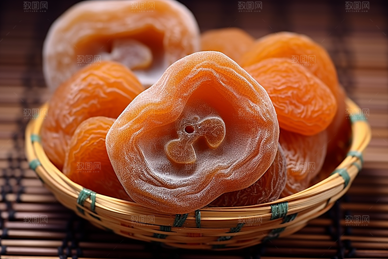 糖霜柿饼可口美味摄影图
