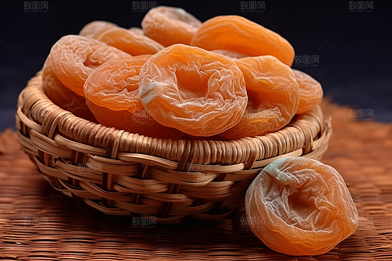 糖霜柿饼秋冬传统美食摄影图