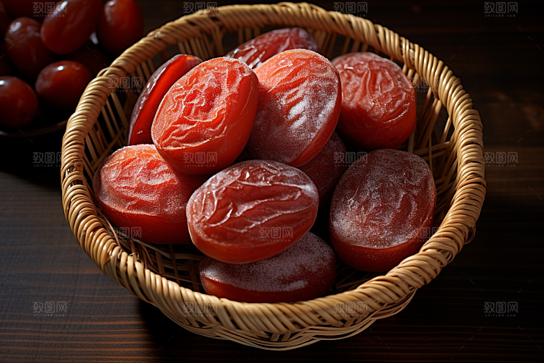 糖霜柿饼传统美食甜蜜摄影图