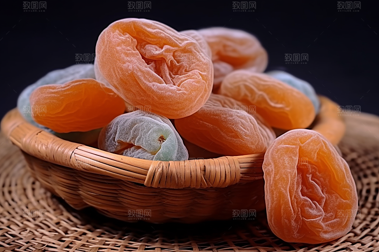 糖霜柿饼可口传统美食摄影图