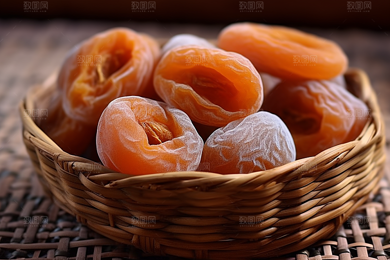 糖霜柿饼传统美食可口摄影图