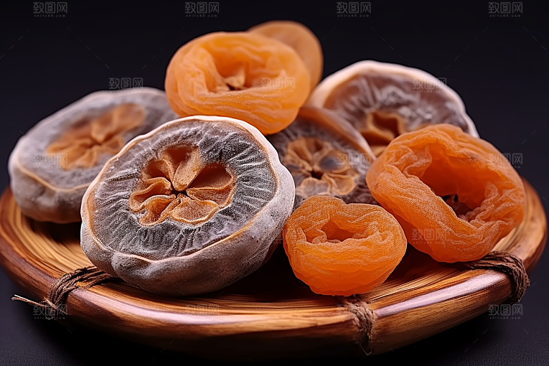 糖霜柿饼传统美食可口摄影图