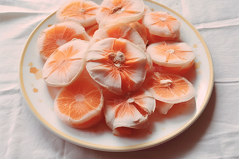 糖霜柿饼传统美食甜蜜摄影图