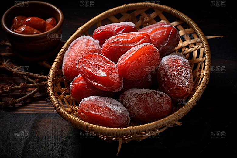糖霜柿饼美味高清摄影图