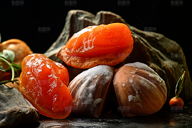 糖霜柿饼甜蜜美味摄影图