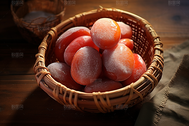 糖霜柿饼传统美食美味摄影图