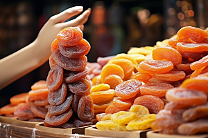 糖霜柿饼甜蜜传统美食摄影图