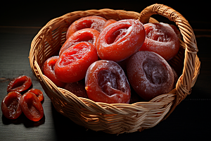 糖霜柿饼可口传统美食摄影图