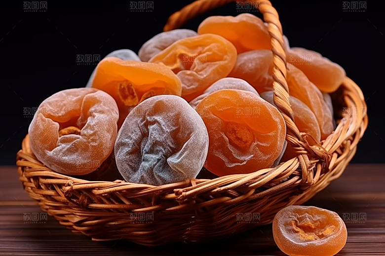 糖霜柿饼秋冬甜蜜摄影图