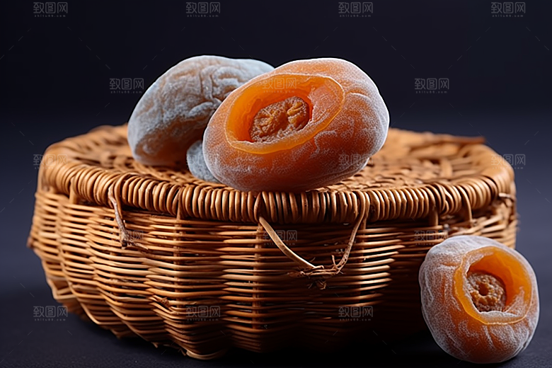 糖霜柿饼可口秋冬摄影图