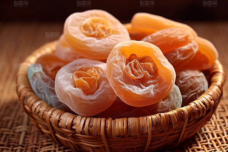 糖霜柿饼可口传统美食摄影图