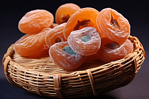 糖霜柿饼可口传统美食摄影图