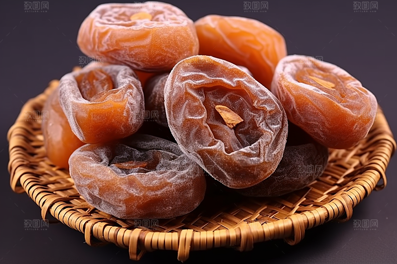 糖霜柿饼传统美食甜蜜摄影图