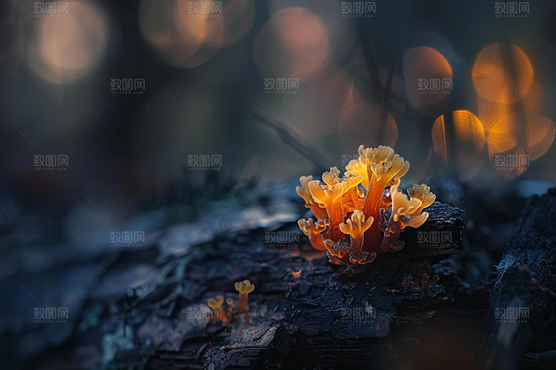 菌菇食用菌山林摄影图