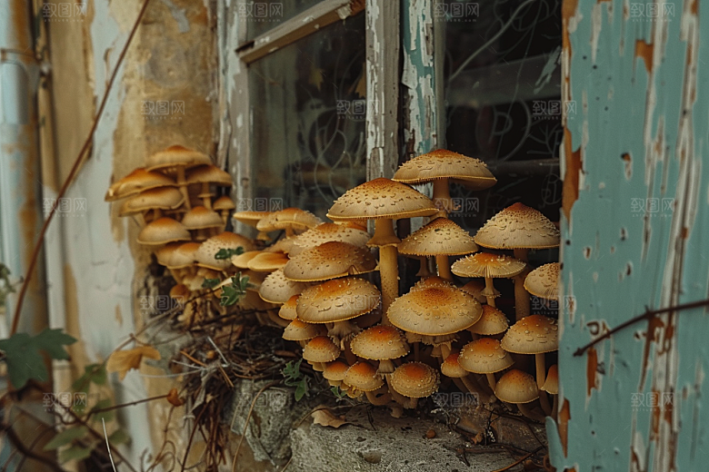 菌菇食用菌山林摄影图