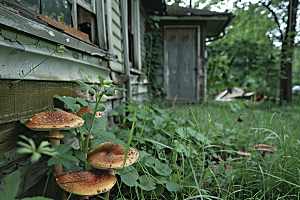 菌菇食用菌山林摄影图