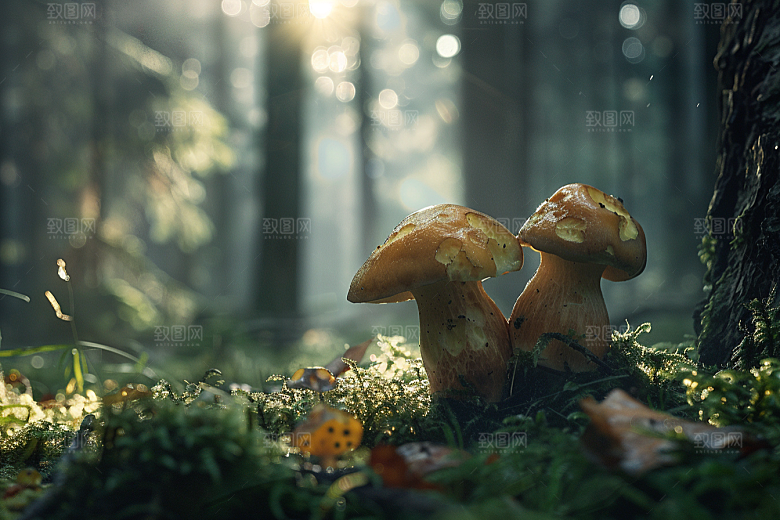 菌菇采菌子高清摄影图