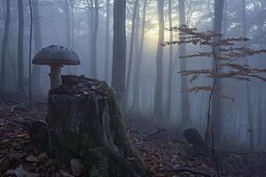 菌菇山林采菌子摄影图