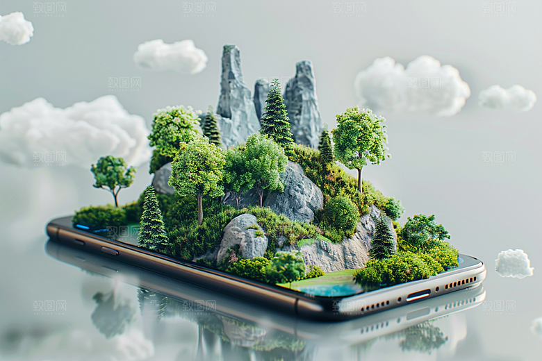 手机VR山水科技自然模型