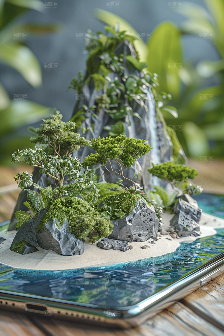 手机VR山水风光3D模型