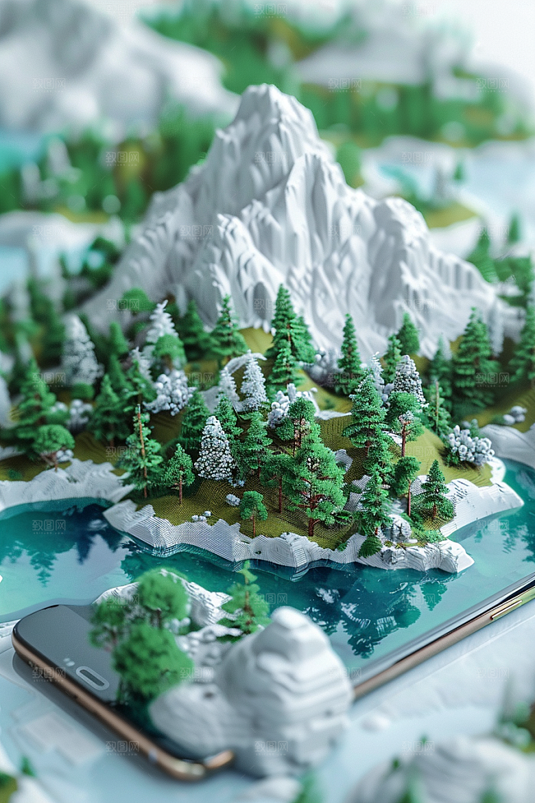 手机VR山水立体未来模型
