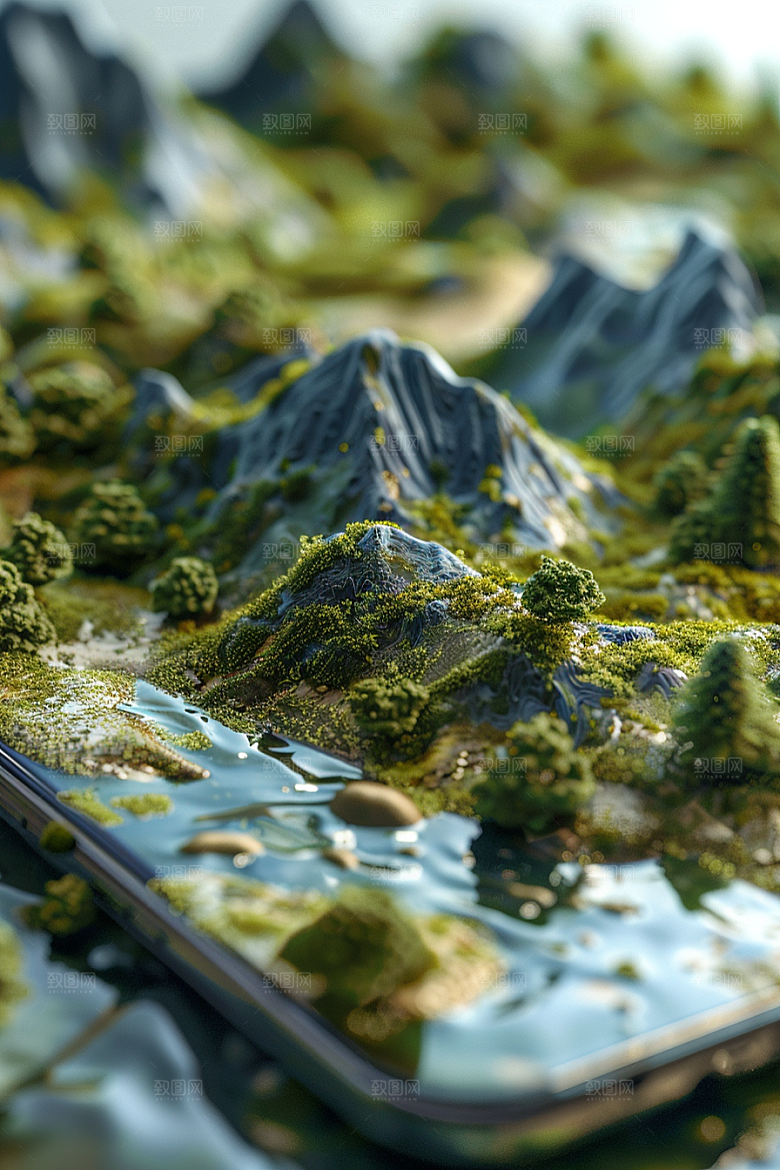 手机VR山水超现实立体模型