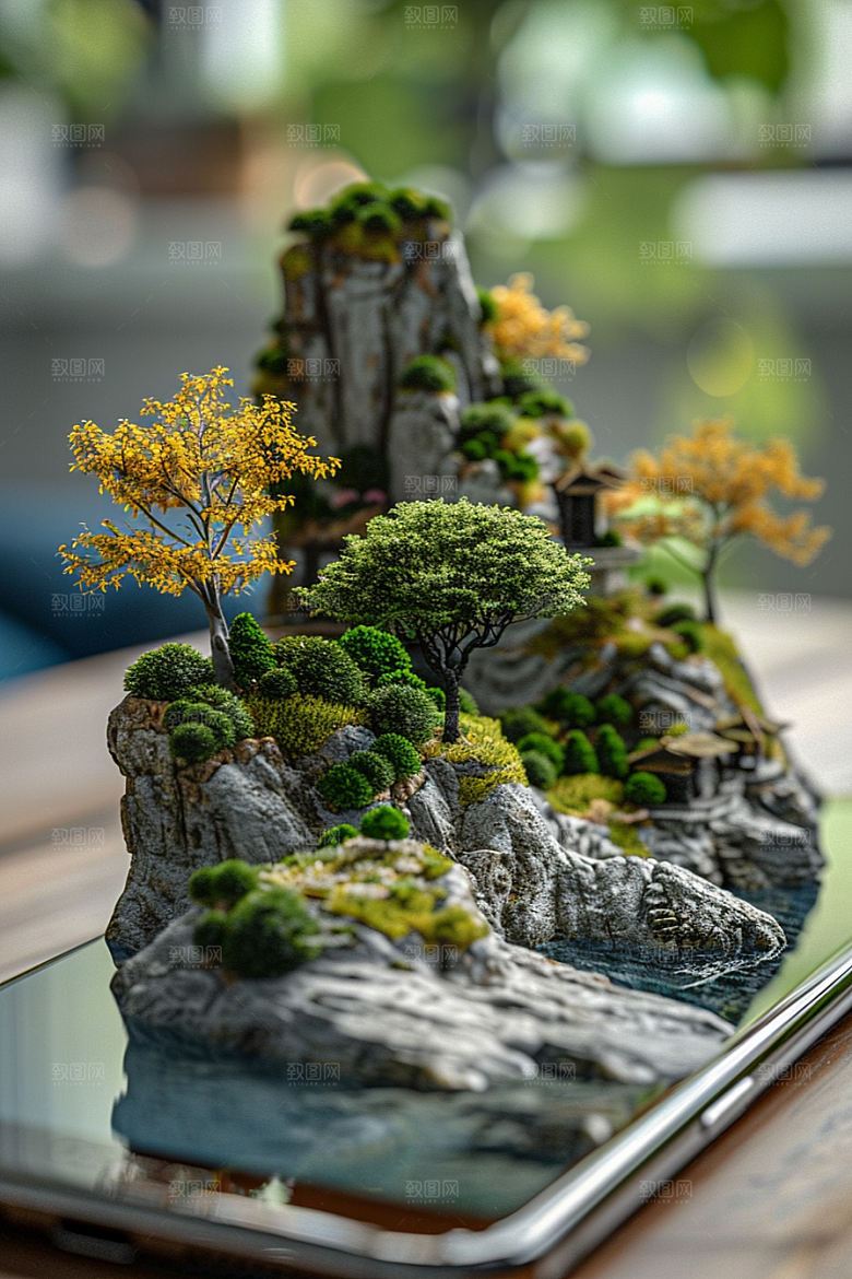 手机VR山水3D立体模型