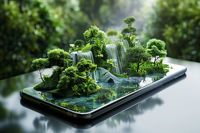 手机VR山水自然超现实模型