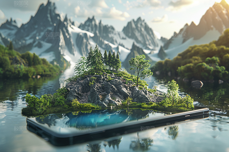 手机VR山水高清3D模型