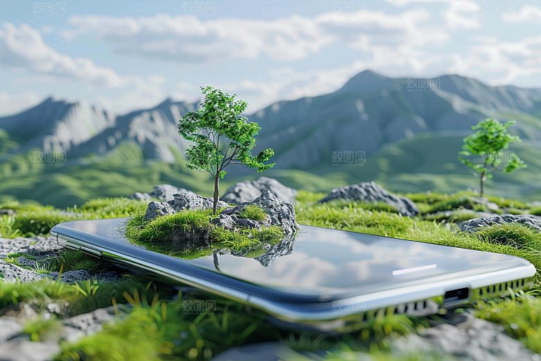 手机VR山水立体科技模型
