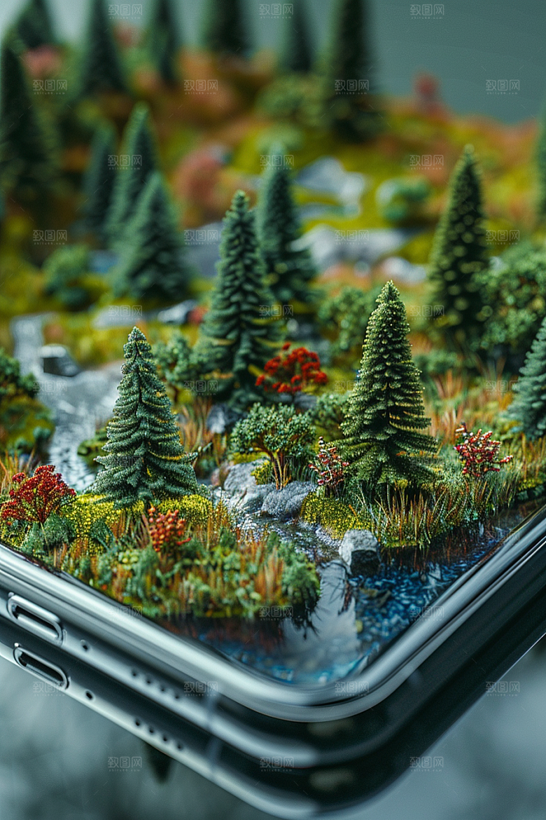 手机VR山水未来风光模型