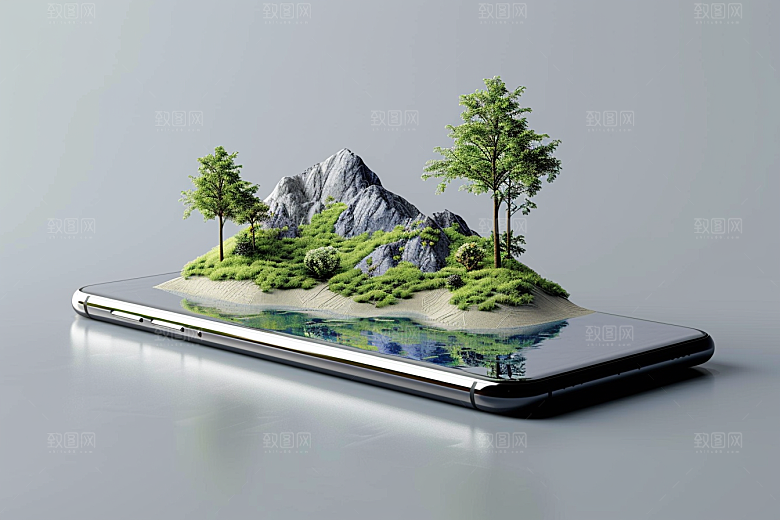 手机VR山水幻想风自然模型