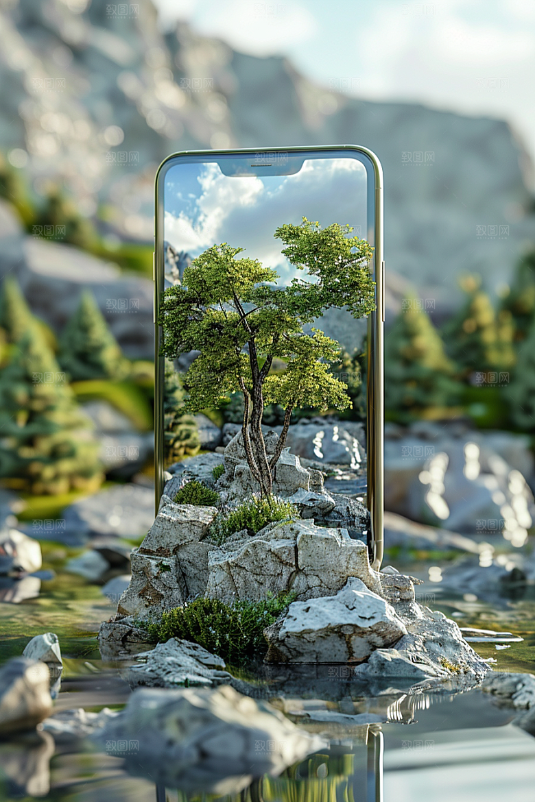 手机VR山水高清数码设备模型