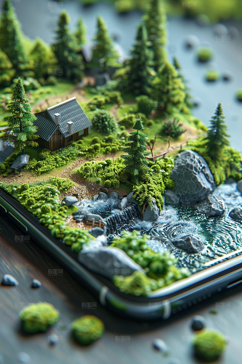 手机VR山水科技高清模型