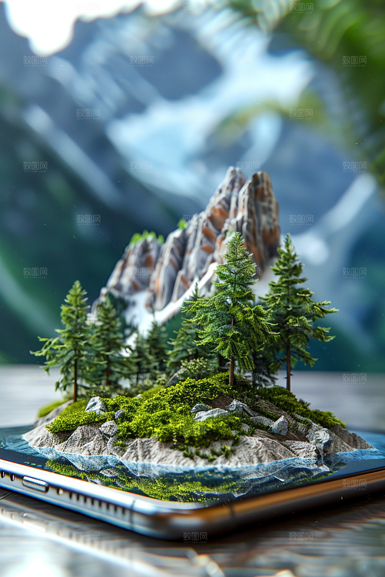 手机VR山水超现实立体模型