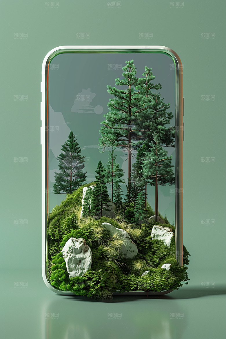 手机VR山水未来虚拟现实模型