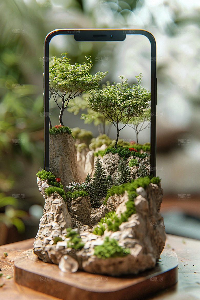 手机VR山水数码设备高清模型