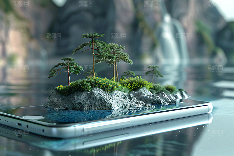 手机VR山水元宇宙3D模型