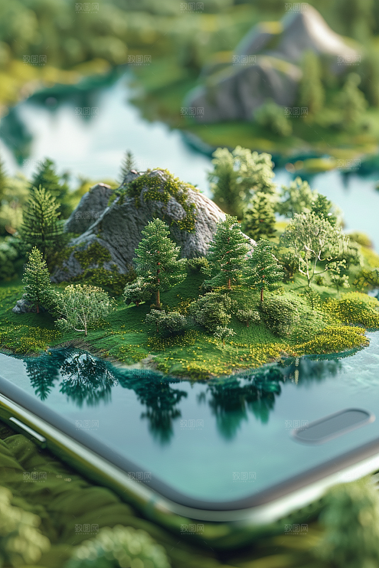 手机VR山水立体VR技术模型